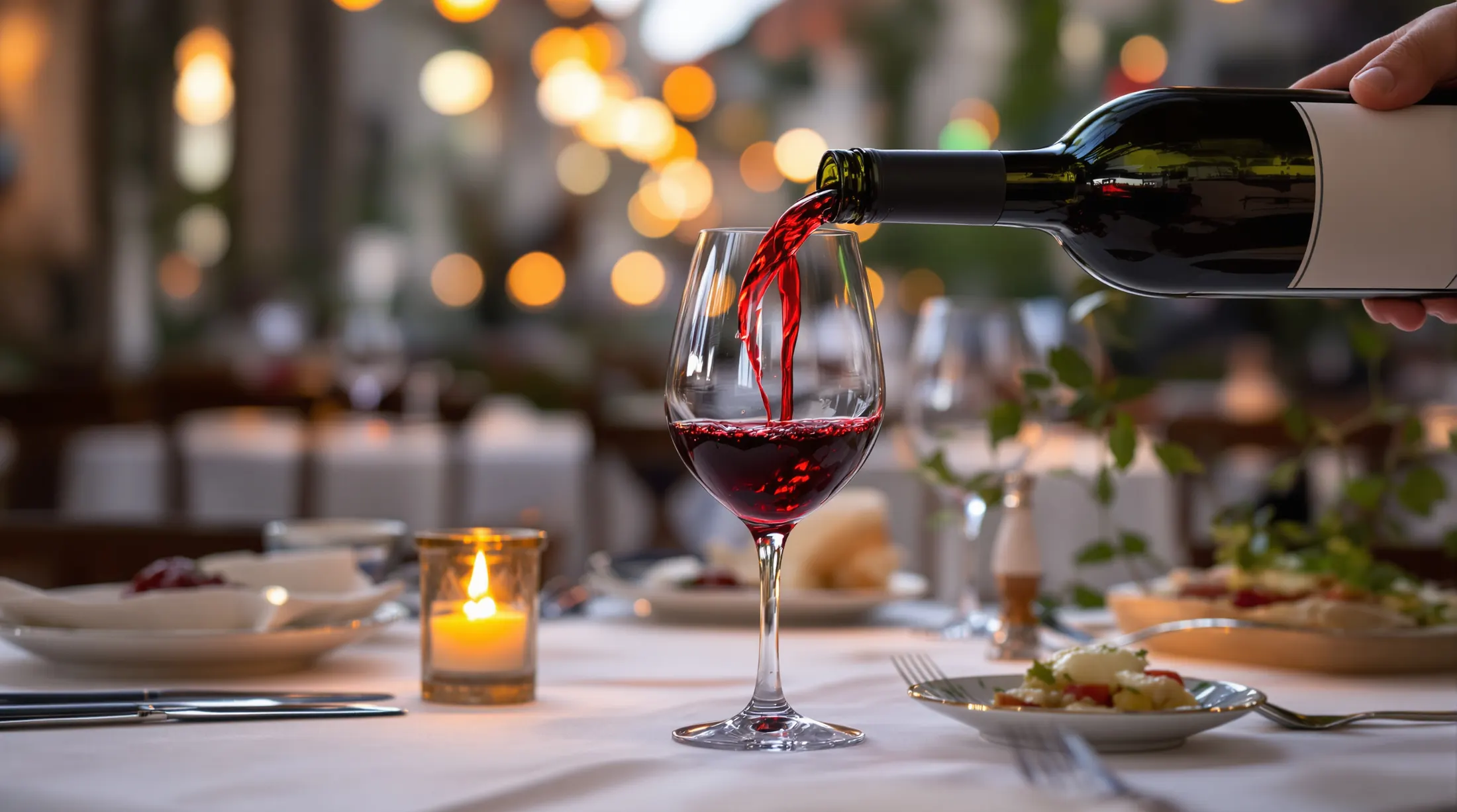 Rotwein bei Kerzenlicht